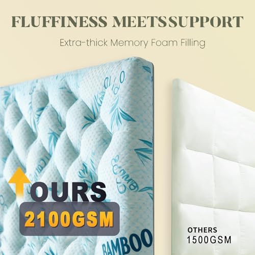 SHOUREN 5 Inch Mattress Topper King Size, 2100 GSM Pillow Top - Image 2