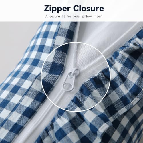 Gingham Lumbar Pillow Cover 36x14, Ruffle Trim, 1 Pack - Image 6