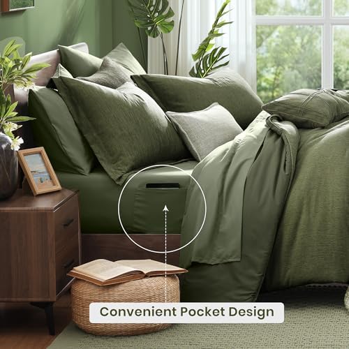 Monbix Queen Comforter Set 7 Pieces Cationic Green Bed in a Bag - Image 5