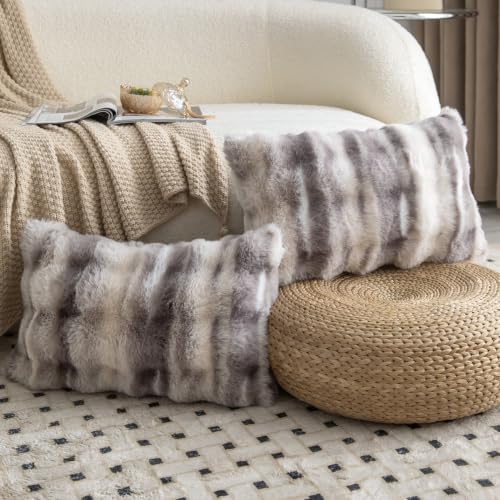 MADIZZ Pack of 2 Thick Plush Faux Wool Throw Pillow Covers Soft Boho Throw - Image 2