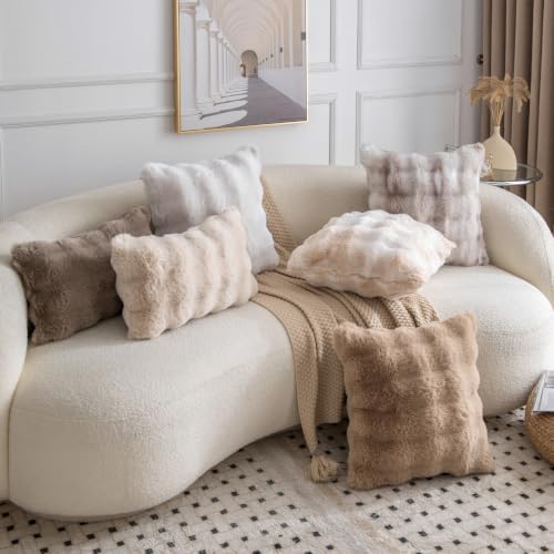 MADIZZ Pack of 2 Thick Plush Faux Wool Throw Pillow Covers Soft Boho Throw - Image 6