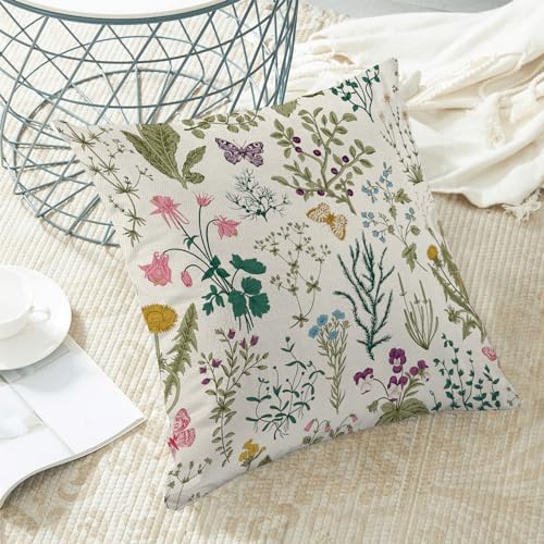 AEIOAE Spring Pillow Covers 20x20 Inch Set of 2, Sage Green Teal Wild Flower - Image 4