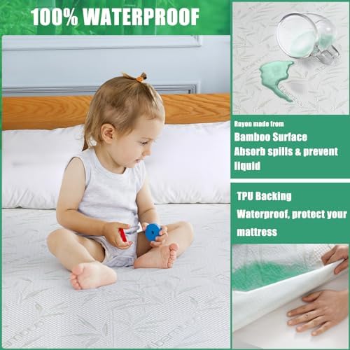 Waterproof Mattress Protector Twin XL Size, Viscose Cooling Breathable Mattress - Image 2