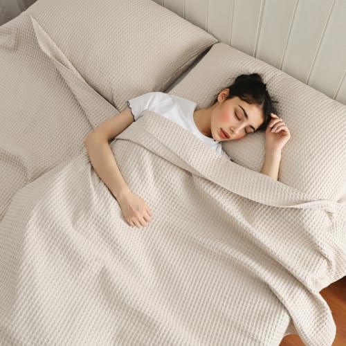 100% Cotton Waffle Weave Throw Pillow Covers Set of 2, Hidden Zipper Closure - Image 7