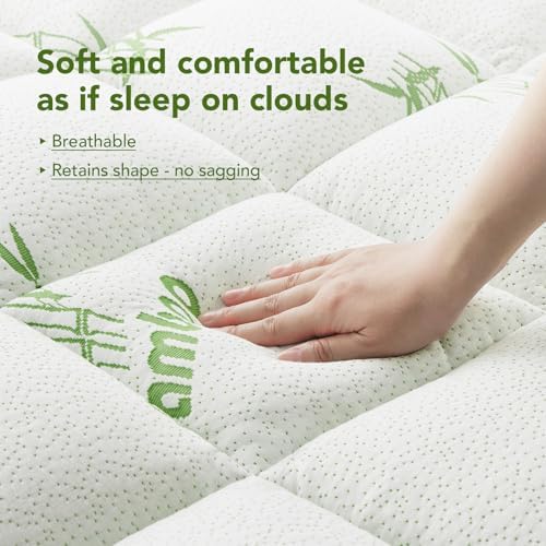 Full Size Mattress Topper Viscose Made from Bamboo, Extra Thick Quilted Pillow - Image 2