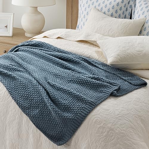 EVERGRACEHOME Chunky Chenille Knit Throw Blanket, 60 x 80, Stormy Blue - Image 4