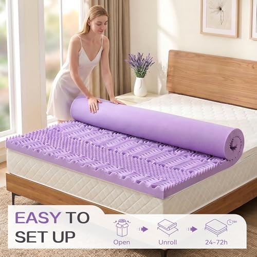 SINWEEK 2 Inch 7-Zone Memory Foam Mattress Topper King Size, Soft Mattress Pad - Image 7