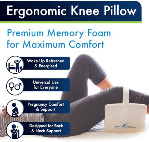 Sports Medica Knee Pillow for Side Sleepers, Memory Foam Leg Pillow Cushion - Image 2