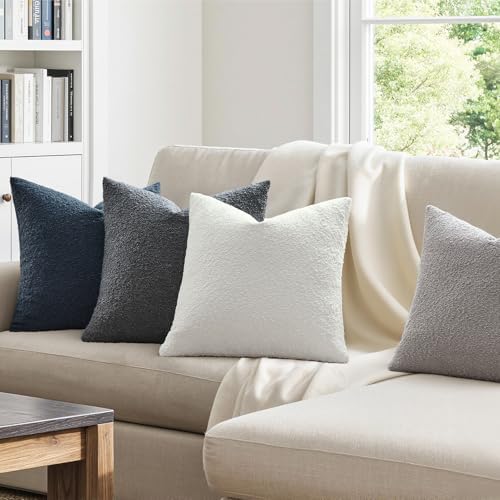MIULEE Decorative Boucle Throw Pillow Covers 18x18 Blue Gray Set of 4 - Image 2
