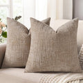 decorUhome Textured Chenille Throw Pillow Covers 26x26 Set of 2 Oatmeal by decorUhome