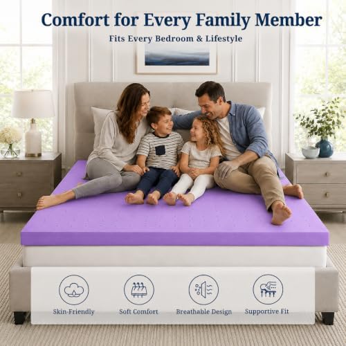 IULULU Gel-Infused Memory Foam Mattress Topper Cal King, 2 Inch - Image 4