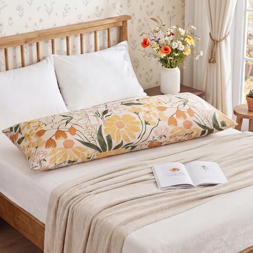 Bedorm 20 x 54 Body Pillow Cover Cotton Body Pillow Case Leaf Botanical Print - Image 4