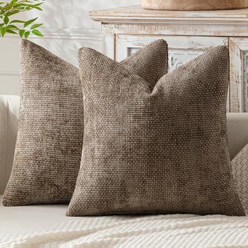 MIULEE Decorative Brown Euro Sham Pillow Covers 26x26 Inch 2 Pack by MIULEE