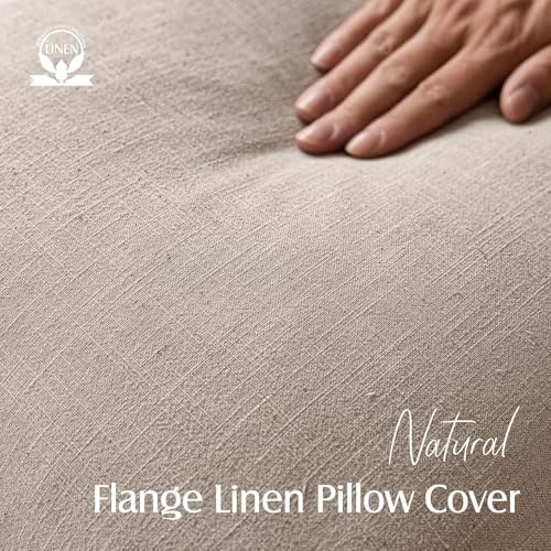 Foindtower Linen Solid Decorative Throw Pillow Covers 20x20 Natural Linen - Image 2