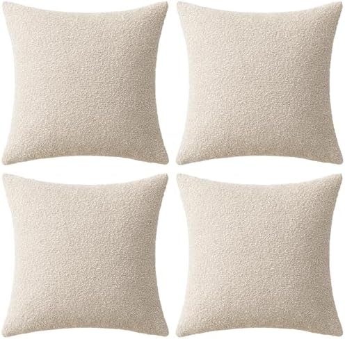 MIULEE Decorative Boucle Throw Pillow Covers 18x18 Inch Beige Set of 4 - Image 6