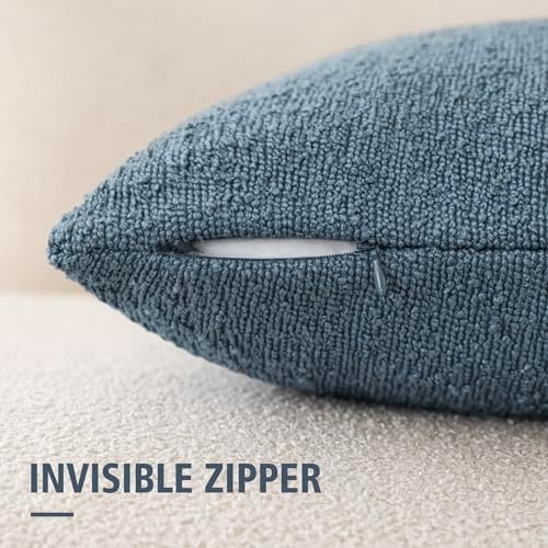 Foindtower Decorative Textured Boucle Throw Pillow Covers 26x26 Misty Blue - Image 2