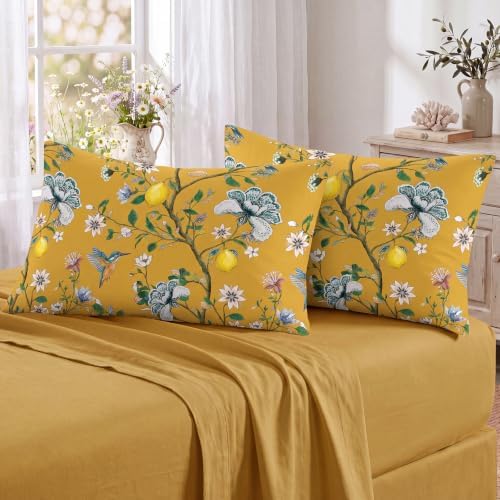 Bedorm 100% Cotton Pillowcases Set of 2 Queen Size Floral Pillow Cover Vinatge by Bedorm
