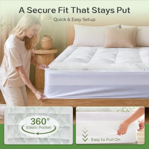 SINWEEK 4 Inch Dual Layer Bamboo Memory Foam Mattress Topper - Image 5