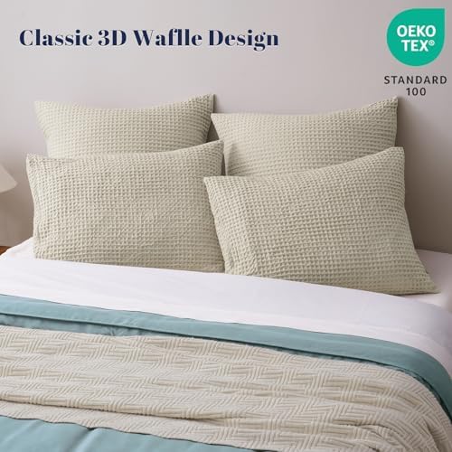 PHF Ultra Soft Waffle Pillow Shams Standard Size 20"x26", No Insert - Image 2