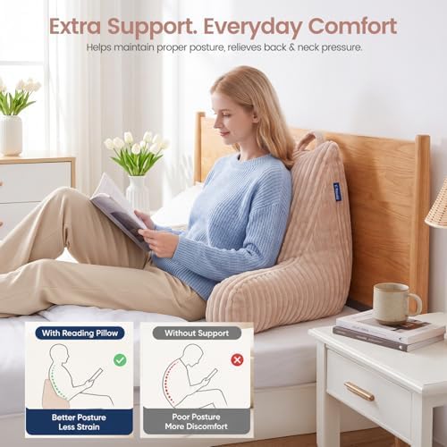 Reading Pillow for Sitting up in Bed, Adjustable Memory Foam Bed Rest Pillow - Image 3