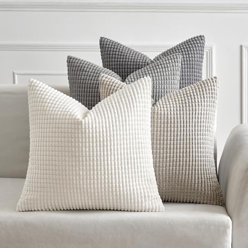 MIULEE Neutral Decorative Pillow Covers 18x18 Inch Set of 4 Modern Grey by MIULEE