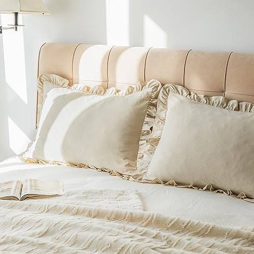 GLORY SEASON Pillow Shams Set of 2 Washed 100% Cotton Retro Ruffle Flounces - Image 7