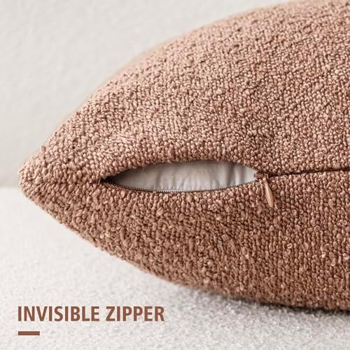 Foindtower Textured Boucle Throw Pillow Covers 20x20 Dusty Orange Hazel - Image 2
