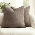 MIULEE Fall Couch Pillow Covers Textured Chenille 24x24 Taupe by MIULEE