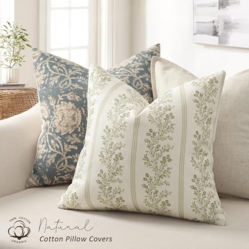 Vintage Throw Pillow Covers 12x20 Set of 2, Striped Floral Pillow Cover - Image 2