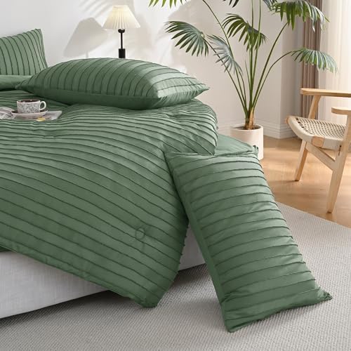 JELLYMONI Green Striped Tufted Pillowcases King Size 20"x 40" - Image 4