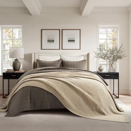 EVERGRACEHOME Chunky Chenille Knit Throw Blanket, 90 x 90, Sand Dune by EVERGRACE