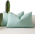 Foindtower Cozy Textured Boucle Lumbar Throw Pillow Covers 12x20 Aqua Blue by Foindtower
