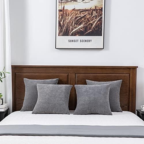 GAWAMAY Gray Chenille Throw Pillow Covers 18x18 Set of 4 - Image 4