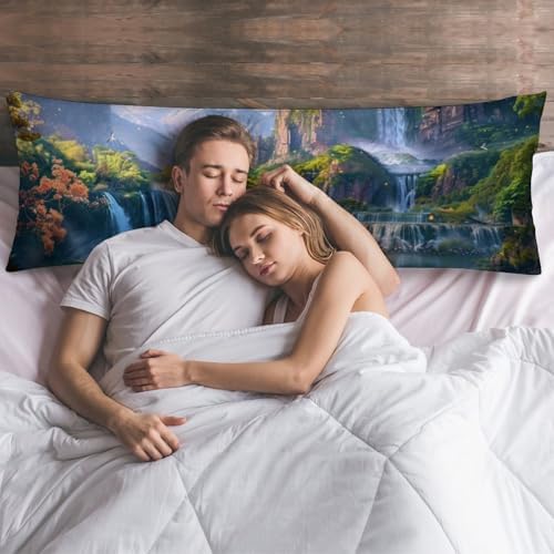 Lake Waterfall Body Pillow Cover Forest Pillowcase - Image 6