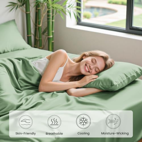 Love's cabin 4 Piece King Size Sheet Set, 100% Rayon Derived from Bamboo - Image 5
