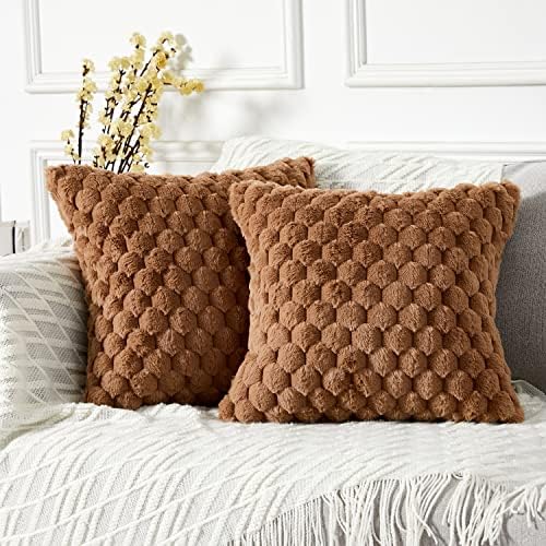 Yaertun Pack of 2 Super Soft Cozy Decorative Throw Pillow Covers Fuzzy Plush by YAERTUN