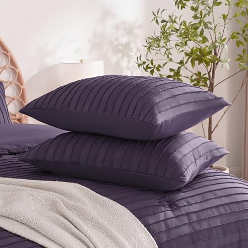 JELLYMONI Purple Striped Tufted Pillowcases Standard Size - Image 3