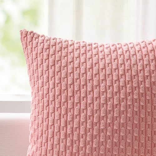 Kevin Textile Soft Corduroy 14"x24" Lumbar Pillow Cover 1 Pack, Dark Pink - Image 2