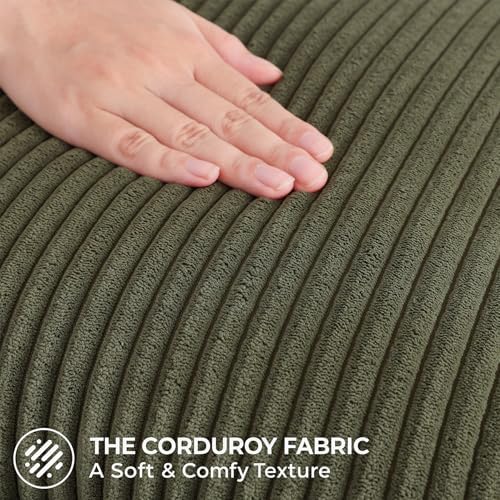 Mecatny Corduroy Fall Throw Pillow Covers 16x16 Set of 2 Olive Green - Image 4