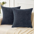 MIULEE Soft Chenille Throw Pillow Covers Dark Navy 20x20 Inch Pack of 2 by MIULEE