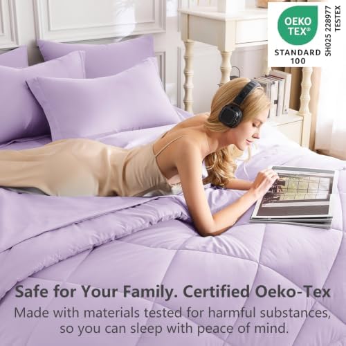 CozyLux Full Comforter Set 82"x86" Light Purple - Image 3