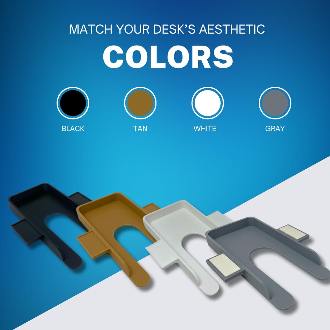 Chatelet Under Desk Phone Holder with Adhesive – Hidden Smartphone Mount for Office or Home Desk – Stick-On Organizer for Focus & Productivity – Fits Most Phones (White)