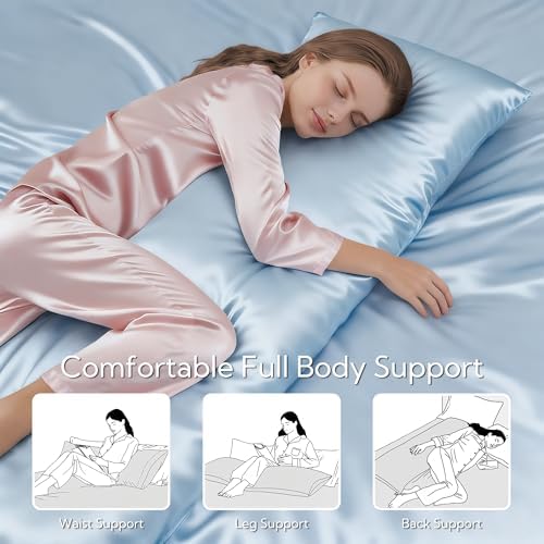 MR&HM Satin Body Pillow case, Light Blue - Image 5