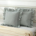 Mywinlle Dusty Green Gingham Plaid Ruffle Throw Pillow Covers 24"x24" by Mywinlle