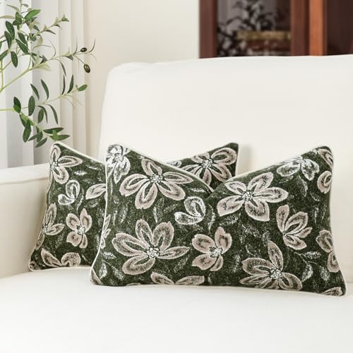 MATTINS 12x20 Vintage Floral Patterned Lumbar Pillow Covers by MATTINS