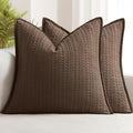 Decorative Waffle Euro Sham Pillow Covers 24x24 Brown 2 Pack by Woaboy