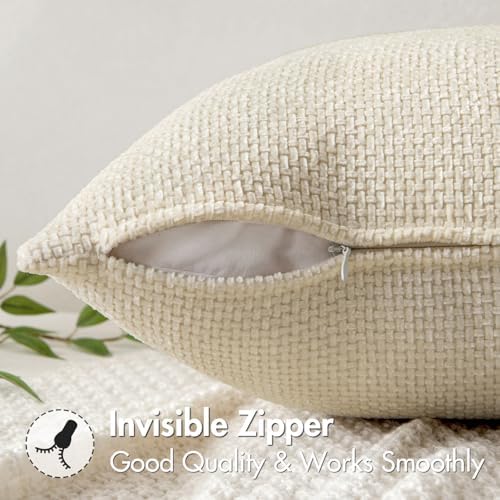 MIULEE Decorative Couch Throw Pillow Covers 20x20 Inch Neutral Cream 2 Pack - Image 5