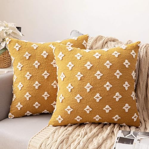 MIULEE Set of 2 Decorative Throw Pillow Covers Rhombic Jacquard Pillowcase Fall by MIULEE