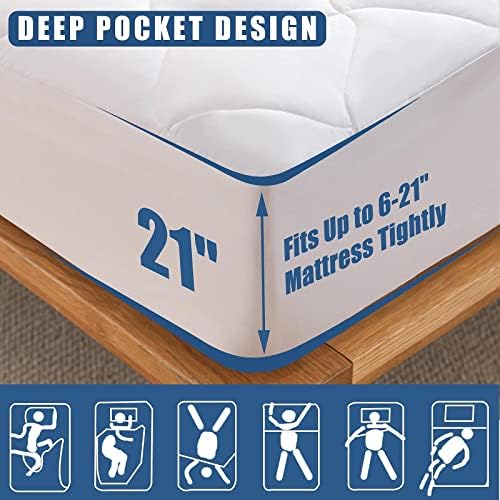King Quilted Mattress Pad Waterproof Breathable Bed Protector Quiet Fabric - Image 3