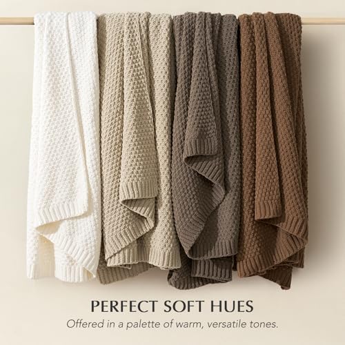 EVERGRACEHOME Chunky Chenille Knit Throw Blanket, 60 x 80, Sand Dune - Image 6